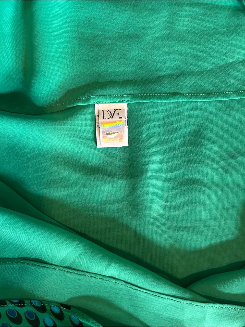 DVF Diane Von Ferstenberg Green Printed Silk Chiffon Maxi Dress with Front Slit - Picture 7 of 10